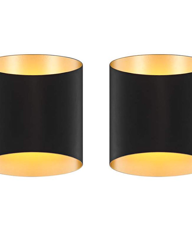Possini Euro Everard 10" High Black and Gold LED Wall Sconce Set of 2