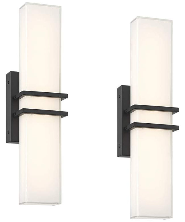Possini Euro Exeter 17" Wide Black LED Bathroom Vanity Light Set of 2