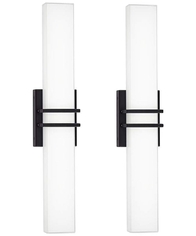 Possini Euro Exeter 24" High Black LED Bathroom Vanity Light Set of 2