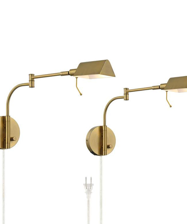 Possini Euro Keegan Plug-In Wall Lamps with Dual USB Ports Set of 2