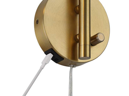 Possini Euro Keegan Plug-In Wall Lamps with Dual USB Ports Set of 2