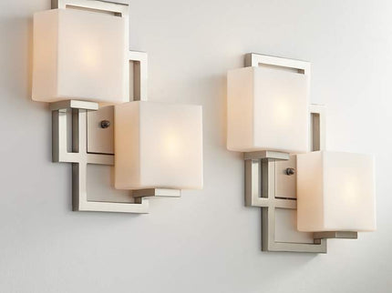 Possini Euro Lighting on the Square 15.5" Nickel Wall Sconces Set of 2