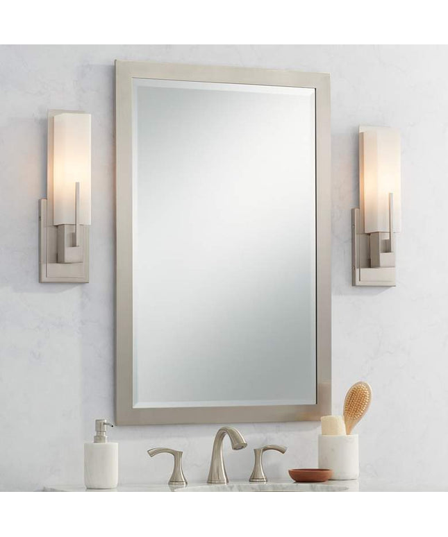 Possini Euro Midtown 15" High Satin Nickel Wall Sconce Set of 2