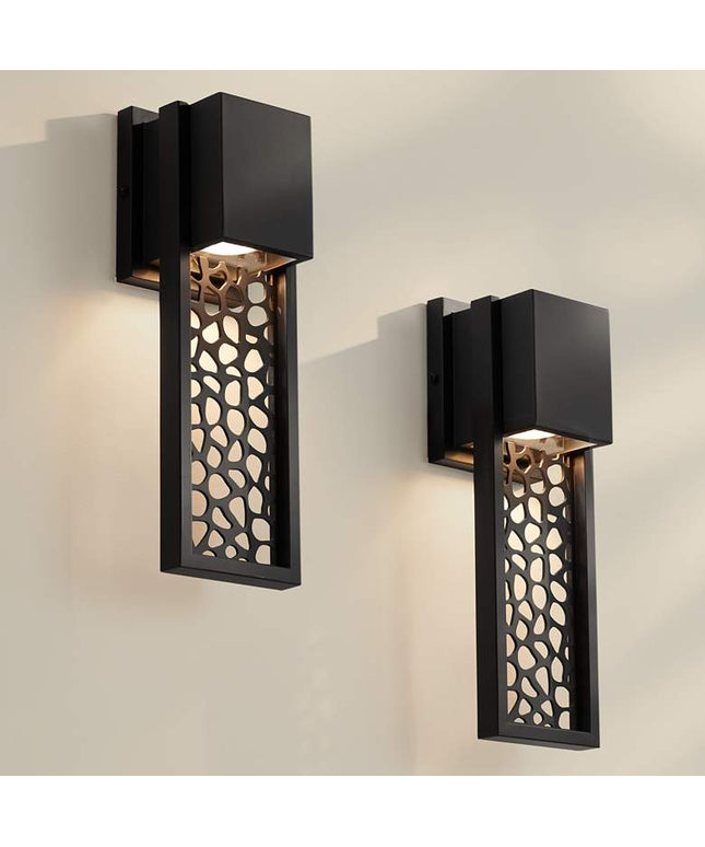 Possini Euro Miele 16" High Matte Black Wall Sconce Set of 2