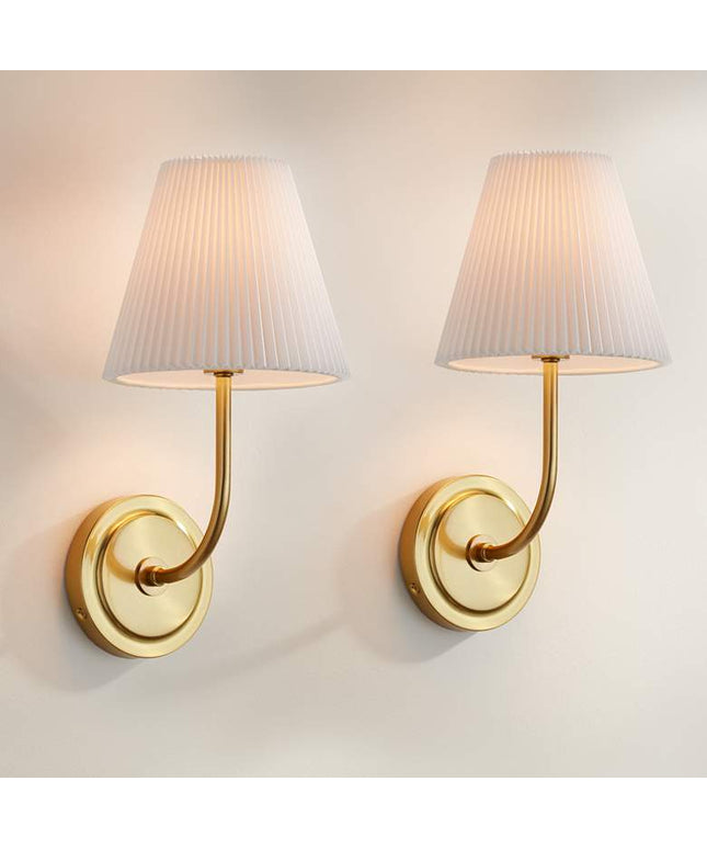 Possini Euro Nina 14" High Gold Plate Wall Sconce Set of 2