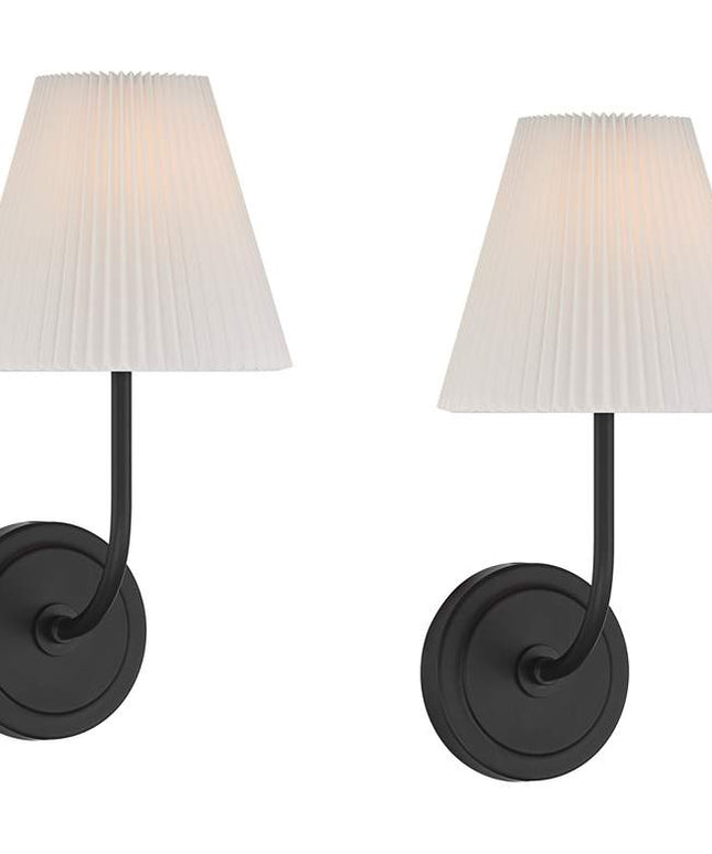 Possini Euro Nina 14" High Matte Black Wall Sconce Set of 2