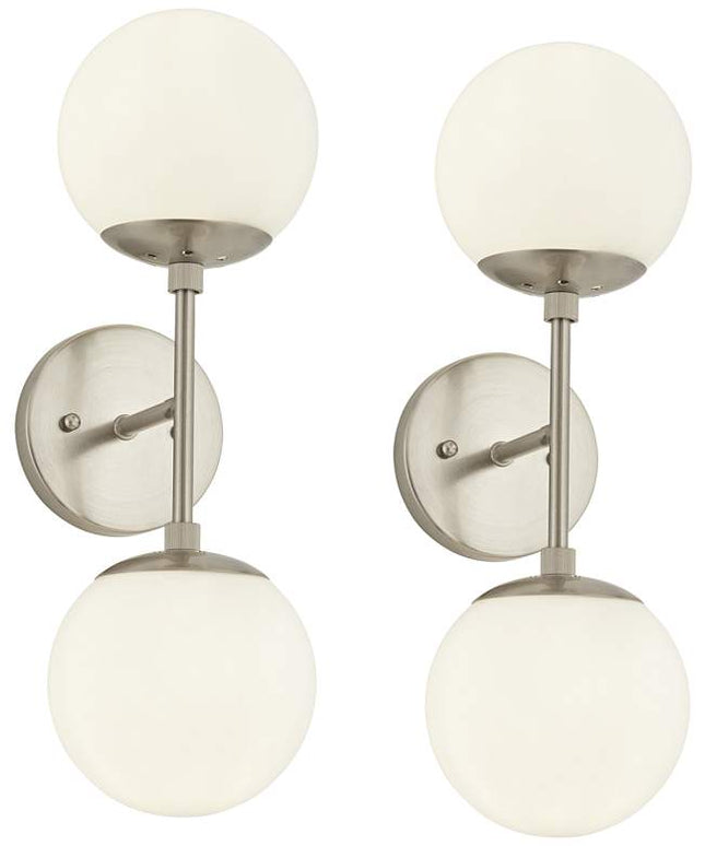 Possini Euro Oso 17 3/4" High Opal Glass and Nickel Sconces Set of 2