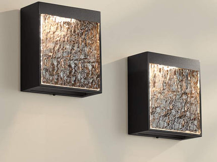 Possini Euro Sofia 8 1/2"H Black and Glass LED Wall Sconce Set of 2