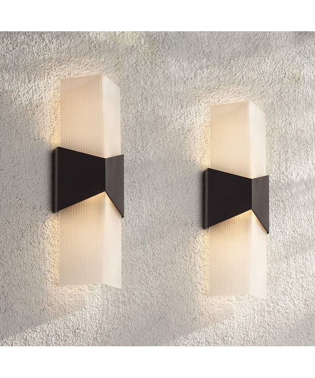 Possini Euro Tux 18"H Black and White LED Outdoor Wall Light Set of 2