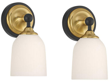 Possini Euro Zaragoza 9 1/2" High Gold and Black Wall Sconce Set of 2