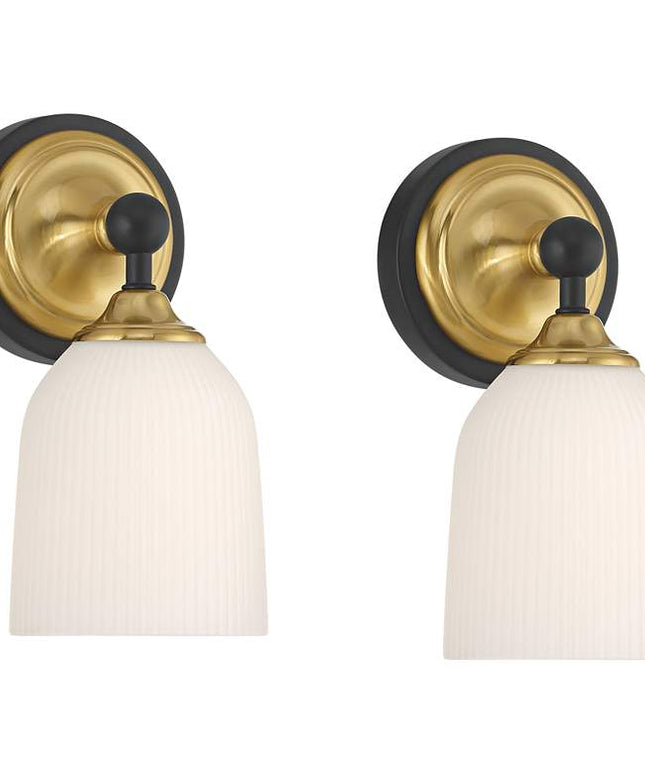 Possini Euro Zaragoza 9 1/2" High Gold and Black Wall Sconce Set of 2