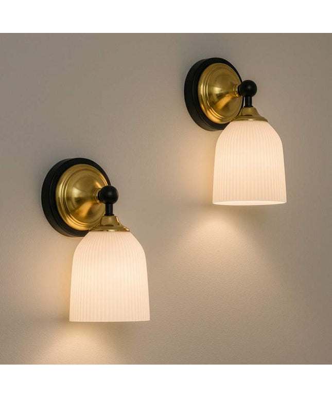 Possini Euro Zaragoza 9 1/2" High Gold and Black Wall Sconce Set of 2