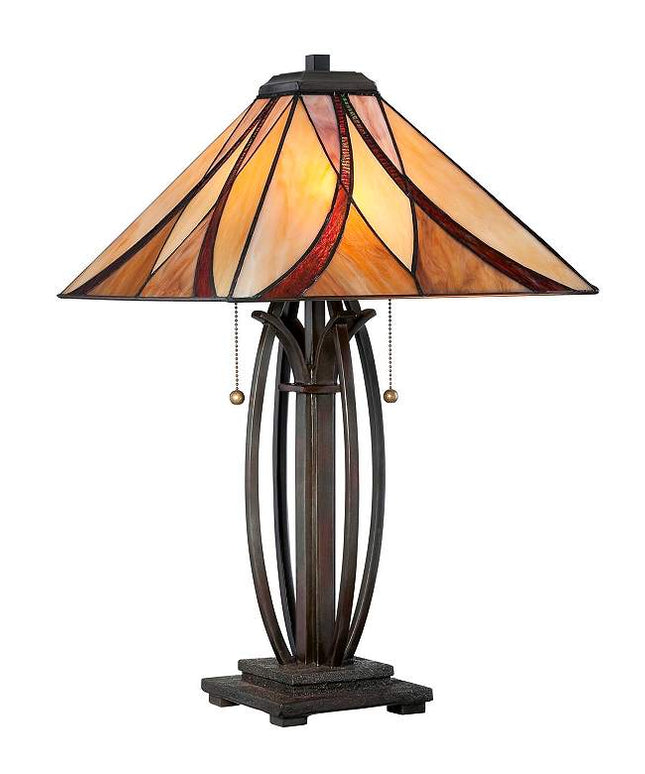 Quoizel Ashville 25" High Bronze Art Glass Tiffany-Style Table Lamp