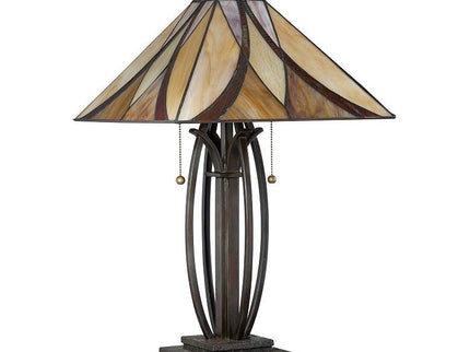 Quoizel Ashville 25" High Bronze Art Glass Tiffany-Style Table Lamp