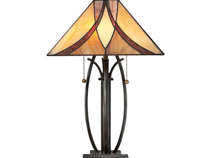 Quoizel Ashville 25" High Bronze Art Glass Tiffany-Style Table Lamp