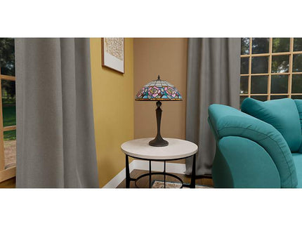 Quoizel Betty 24" High 2-Light Matte Black Floral Art Glass Table Lamp