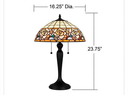 Quoizel Betty 24" High 2-Light Matte Black Floral Art Glass Table Lamp