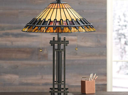 Quoizel Chastain 22 1/2" High Arts and Crafts Tiffany-Style Table Lamp