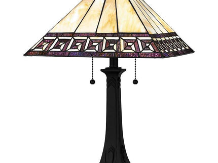 Quoizel Edith 24 1/2" High Matte Black Art Glass Mission Table Lamp