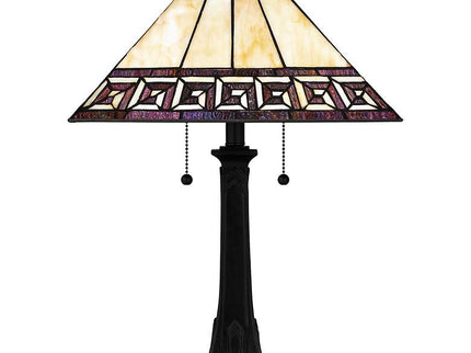 Quoizel Edith 24 1/2" High Matte Black Art Glass Mission Table Lamp