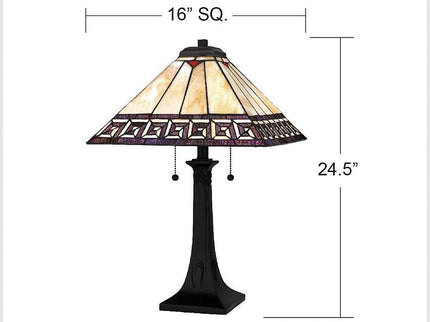 Quoizel Edith 24 1/2" High Matte Black Art Glass Mission Table Lamp