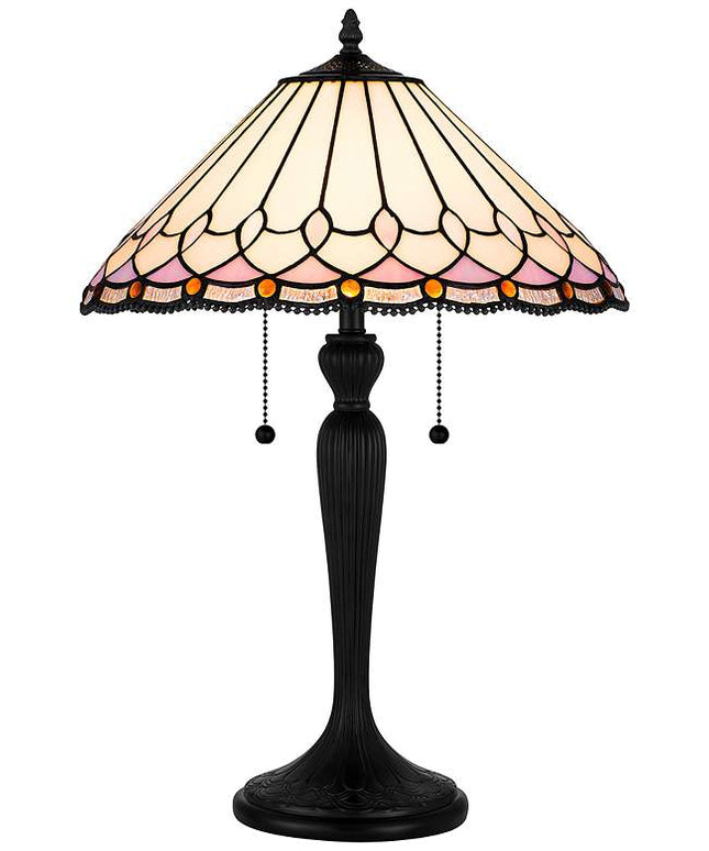 Quoizel Inez 24" High Matte Black Tiffany-Style Glass Table Lamp