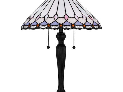 Quoizel Inez 24" High Matte Black Tiffany-Style Glass Table Lamp