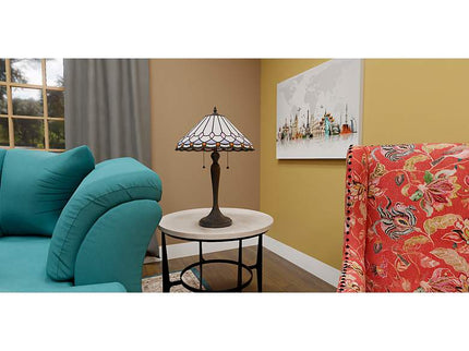 Quoizel Inez 24" High Matte Black Tiffany-Style Glass Table Lamp