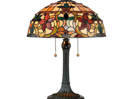Quoizel Kami Floral 23" Vintage Bronze Tiffany-Style Glass Table Lamp