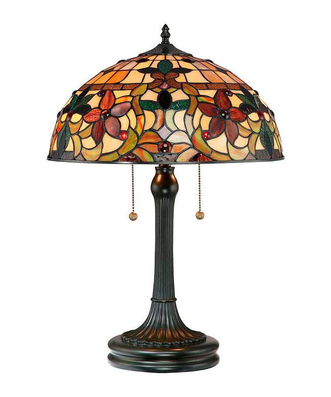Quoizel Kami Floral 23" Vintage Bronze Tiffany-Style Glass Table Lamp