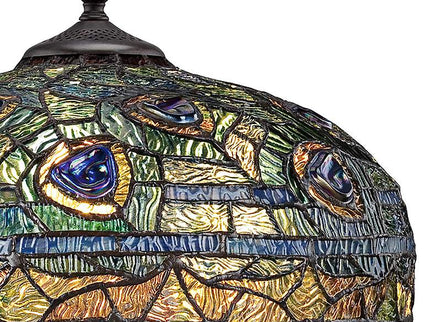 Quoizel Lynch 26" Tiffany-Style Peacock Glass Table Lamp