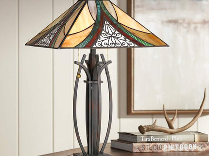 Quoizel Orleans 24 3/4" High Valiant Bronze Tiffany-Style Table Lamp