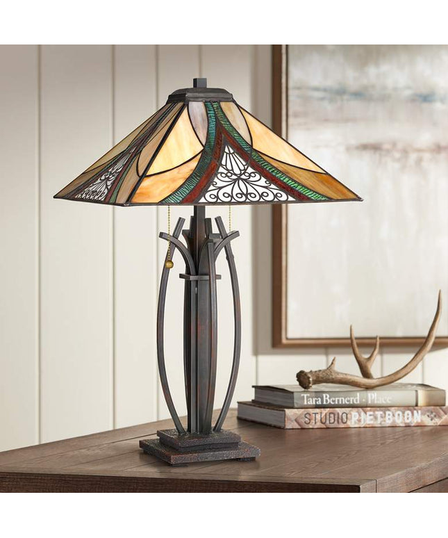 Quoizel Orleans 24 3/4" High Valiant Bronze Tiffany-Style Table Lamp