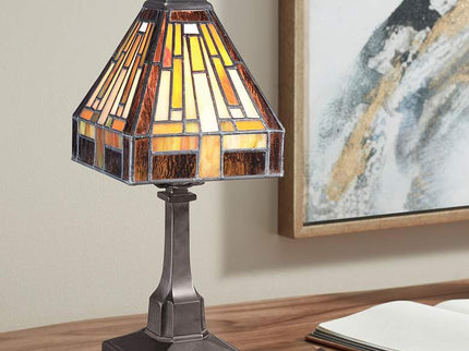 Quoizel Stephen 12" High Vintage Bronze Tiffany Style Accent Lamp