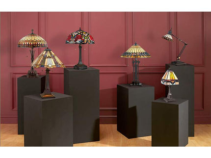 Quoizel Western Place 26 1/2" Bronze Tiffany-Style Glass Table Lamp
