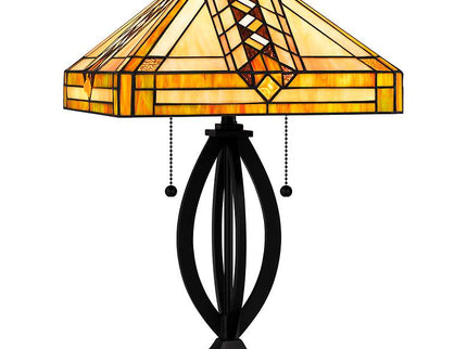 Quoizel Yellowstone 22 3/4" Matte Black Tiffany-Style Accent Lamp