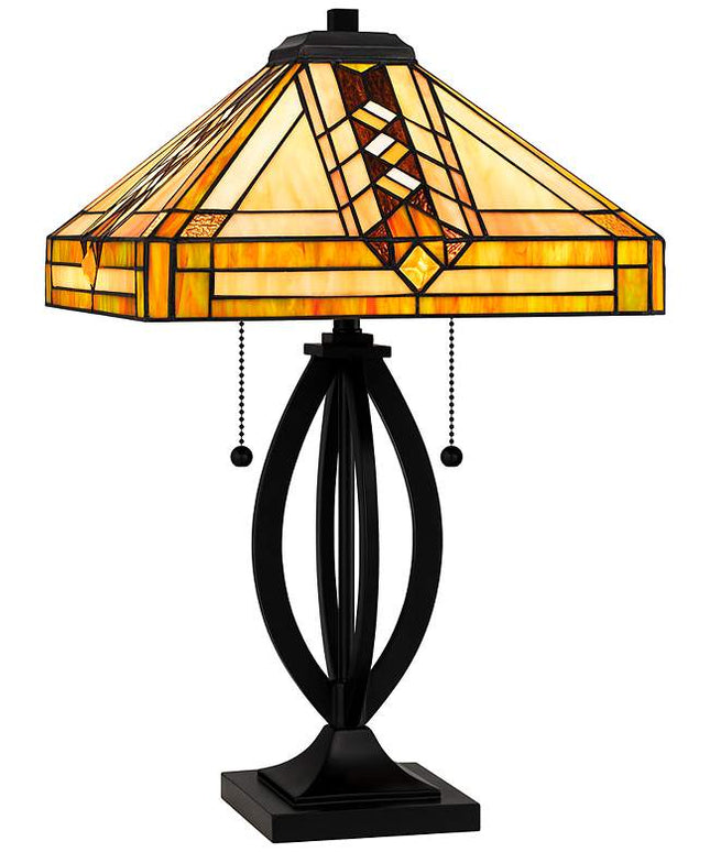 Quoizel Yellowstone 22 3/4" Matte Black Tiffany-Style Accent Lamp