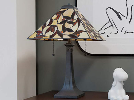 Quoizel Zion Matte Black Tiffany Table Lamp
