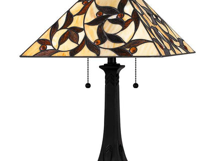 Quoizel Zion Matte Black Tiffany Table Lamp