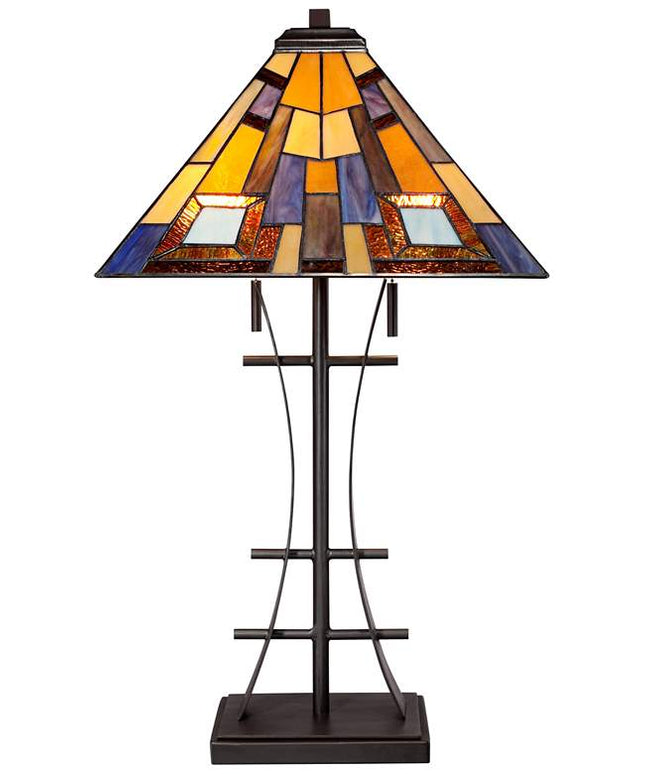 Robert Louis Tiffany 27" Jewel Tone Art Glass Tiffany-Style Table Lamp