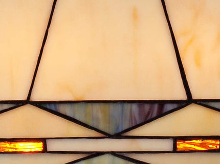 Robert Louis Tiffany Mission Square Art Glass and Bronze Lamp with Dimmer