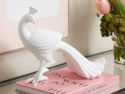 Serena 10 1/4" High Matte White Peacock Figurine