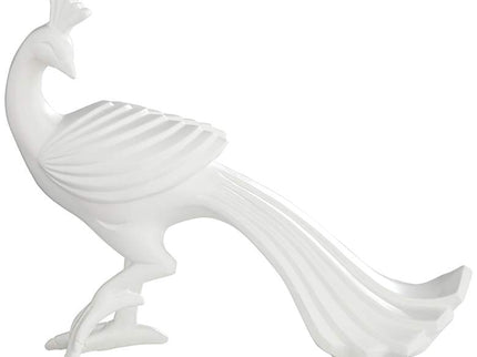 Serena 10 1/4" High Matte White Peacock Figurine