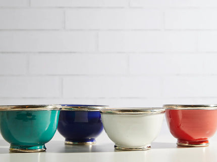 Moroccan Glazed Bowls with Berber Silver Trim