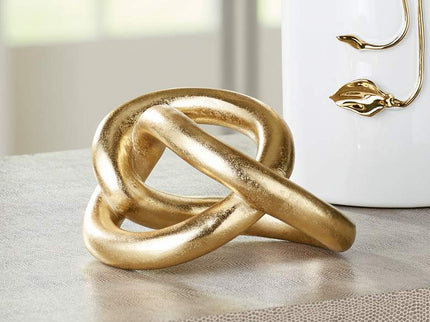 Squiggly II 6 1/2" High Shiny Gold-Leaf Chain Sculpture