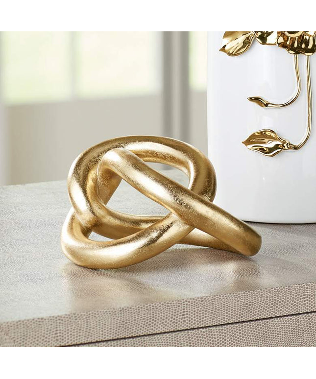 Squiggly II 6 1/2" High Shiny Gold-Leaf Chain Sculpture