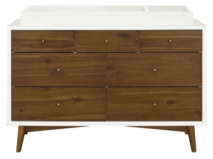 M15916RWNL,Palma 7-Drawer Double Dresser  Assembled in Warm White w/Natural Walnut