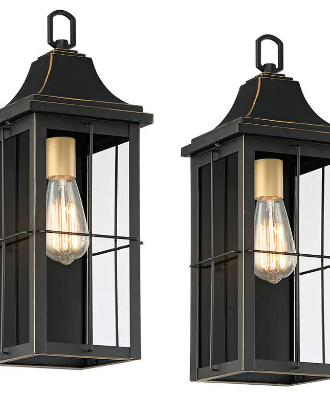 Sunderland 18 1/2" High Black Finish Steel Wall Sconce Set of 2