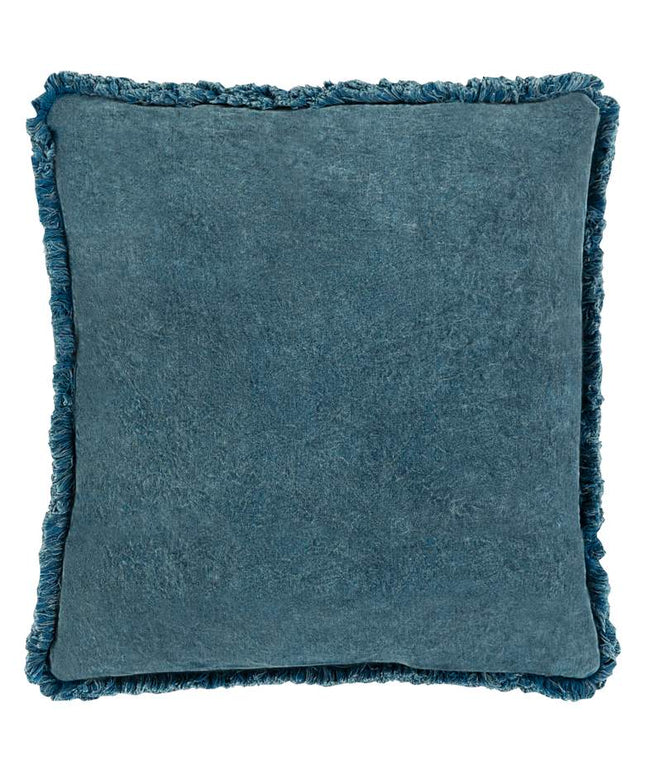 Surya Washed Cotton Velvet Denim 22" Square Throw Pillow