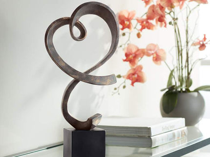 Swirling Heart 17 1/4" High Brushed Nickel Modern Sculpture
